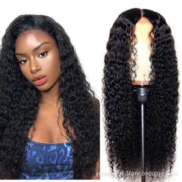 Good Quality Peruvian Virgin Human Hair Wig 150% 180% 200% Density Wholesale 4X4 Kinky Curly Lace Closure Wigs For Black Women